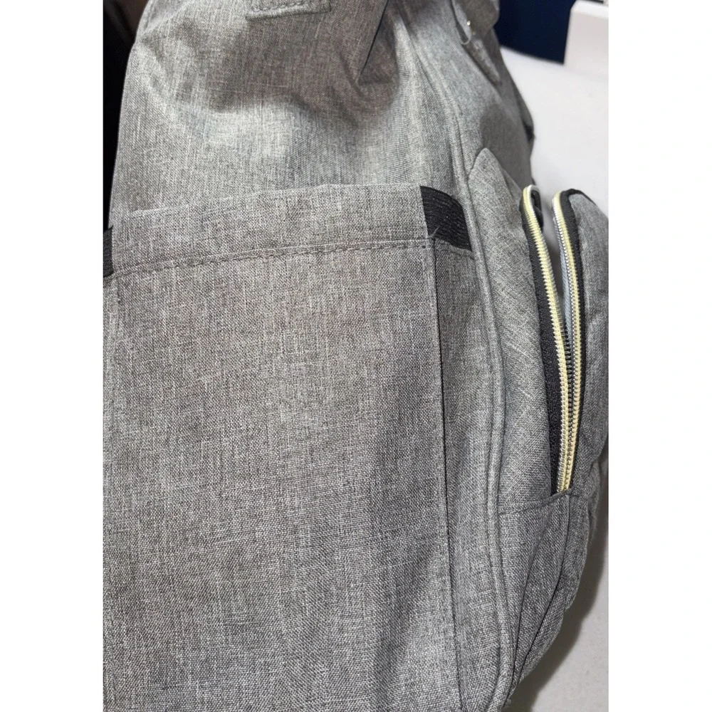 AFBP Grey Diaper Bag Breast Pump Insulated Backpack Pockets Multi-Function